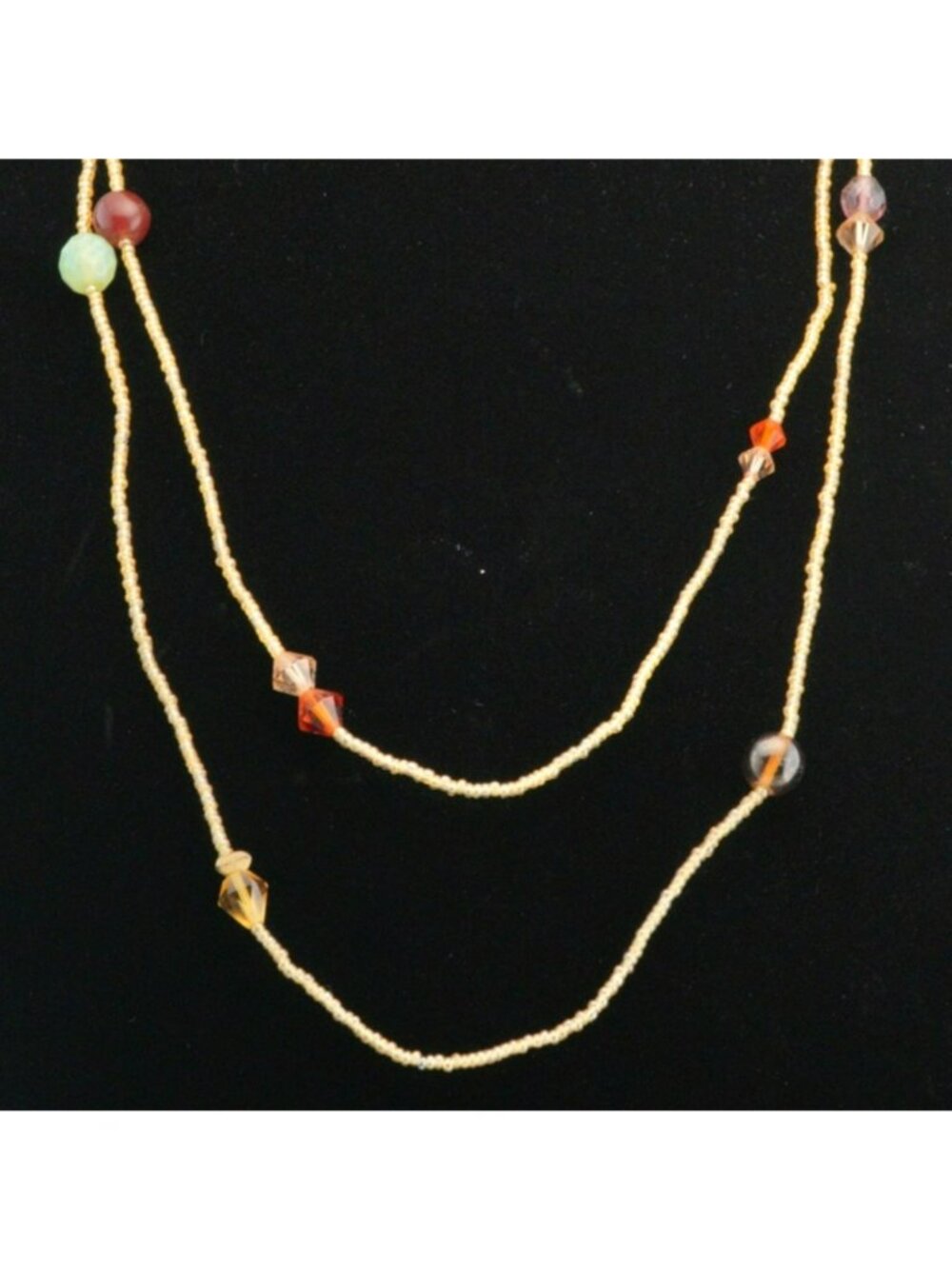 Vintage Beaded Necklace Multi Color Beads Long Layering Boho 55"